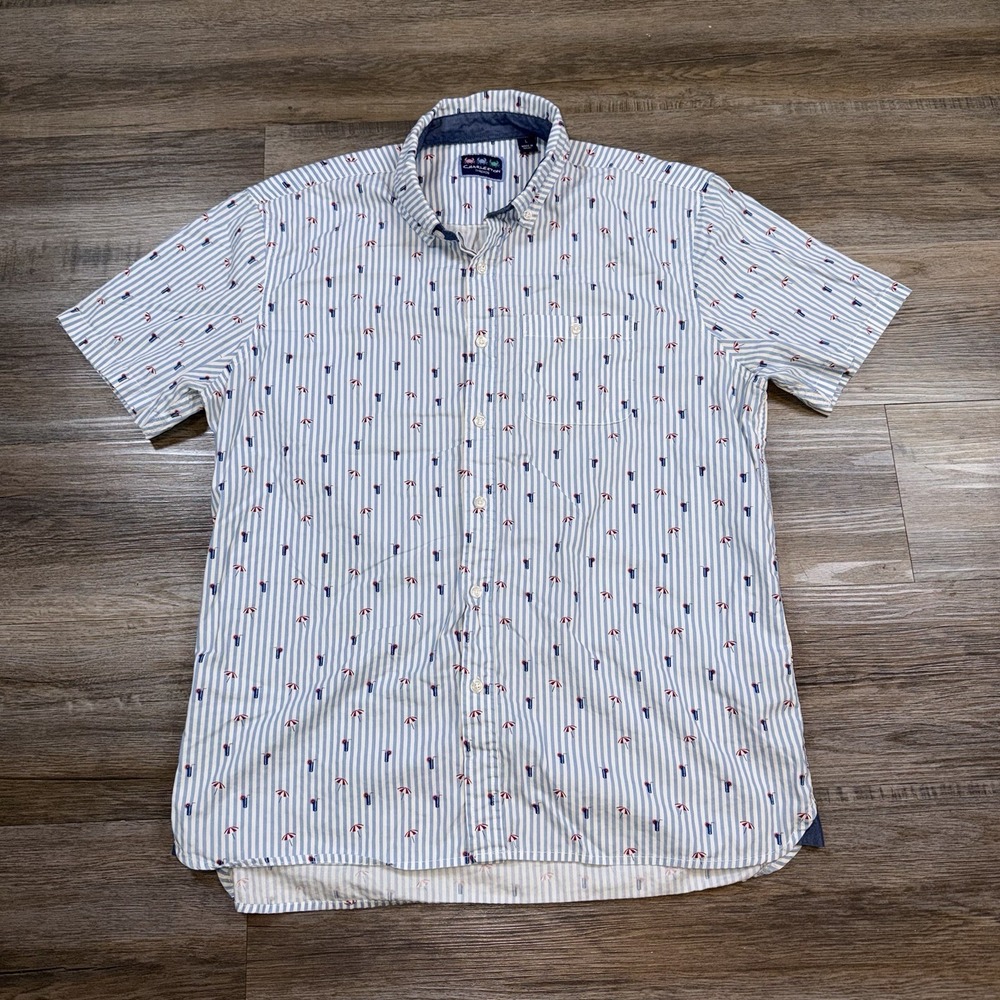 Charleston Threads Shirt Mens Large Short Sleeve Button Down Beach Umbrella Icon